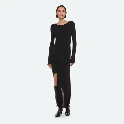 Helmut Lang Longsleeve Twisted Drape Dress In Black