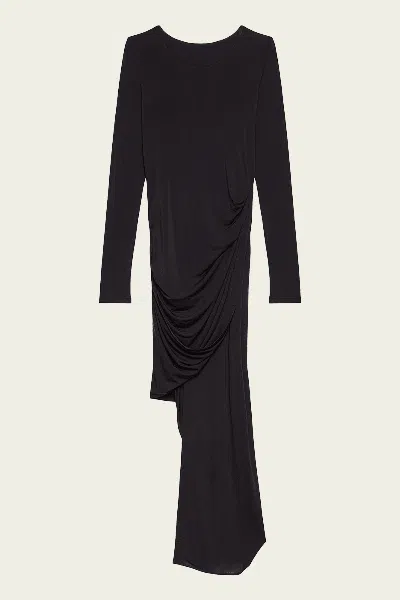 Helmut Lang Long-sleeve Twisted Drape Dress In Black