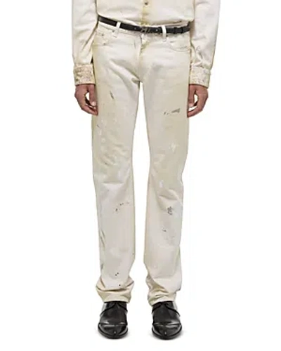 Helmut Lang Low Rise Straight Fit 5 Pocket Pants In Ecru Painter