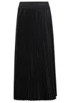 Helmut Lang Pleated Jacquard Mid Skirt In P Black/black