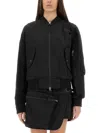 Helmut Lang Cotton Blend Bomber Jacket In Black