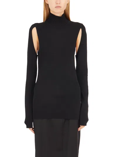 Helmut Lang Maglia A Coste In Viscosa In Black