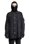 Helmut Lang Men's Apex Destroyed Denim Overshirt In Black