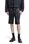 Helmut Lang Pleated Leather Shorts In Black