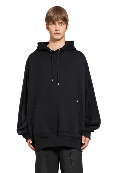 Helmut Lang Relaxed Fit Hoodie With Drawstring Hood And Kangaroo Pocket In Black