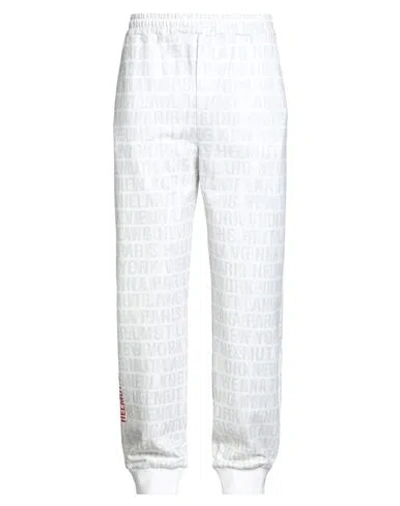 Helmut Lang Man Pants White Size L Cotton, Elastane In Multi