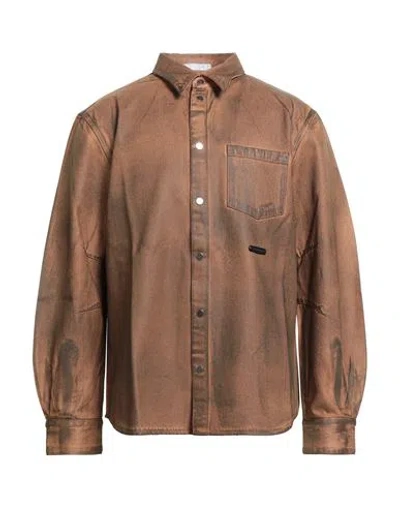 Helmut Lang Man Shirt Camel Size L Cotton In Brown