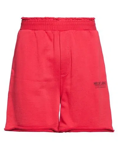 Helmut Lang Man Shorts & Bermuda Shorts Red Size L Cotton