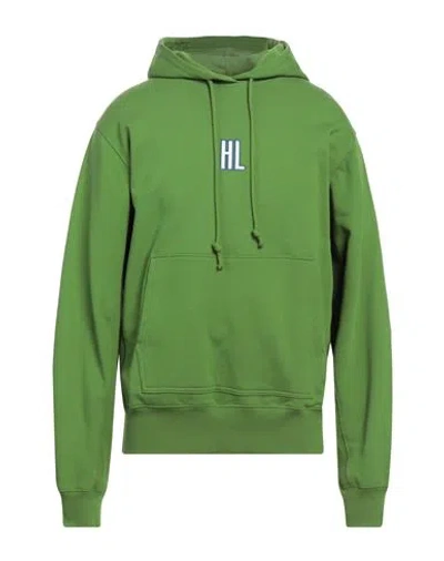 Helmut Lang Man Sweatshirt Green Size L Cotton, Elastane