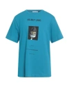 Helmut Lang Man T-shirt Azure Size M Cotton In Blue