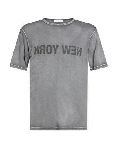 Helmut Lang Man T-shirt Charcoal Size L Cotton In Gray