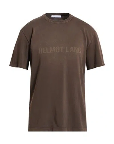 Helmut Lang Man T-shirt Chocolate Brown Size L Cotton