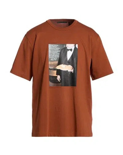 Helmut Lang Man T-shirt Tan Size M Cotton In Brown