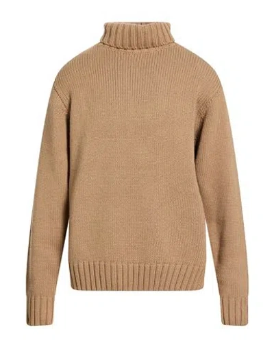 Helmut Lang Man Turtleneck Camel Size L Wool, Viscose, Polyamide, Cashmere In Neutral