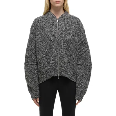 Helmut Lang Marled Wool Blend Zip-up Cardigan In Gray