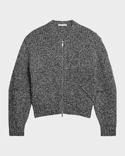 Helmut Lang Marled Zip-front Sweater In Gray