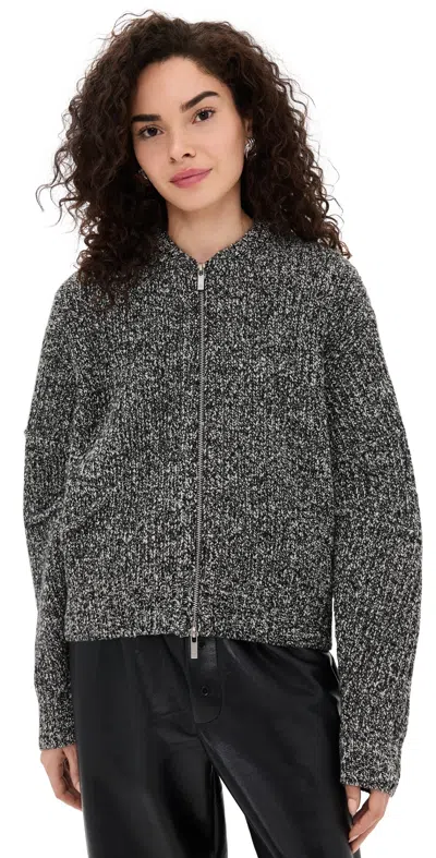 Helmut Lang Marled Wool Blend Zip-up Cardigan In Gray