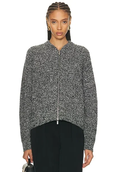 Helmut Lang Marled Wool Blend Zip-up Cardigan In Gray