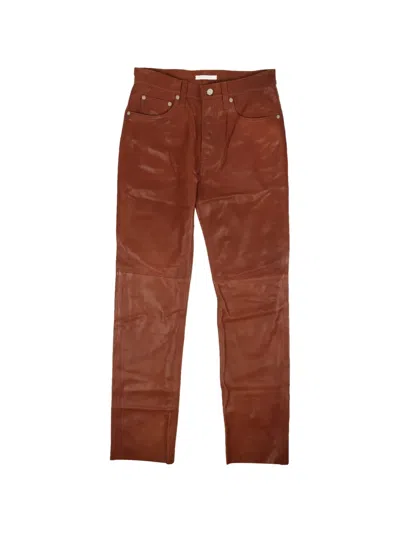 Helmut Lang Masc Hi Leather Trousers In Brown
