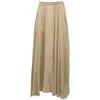 Helmut Lang Maxi Pleated Skirt In Nude Silk In Brown