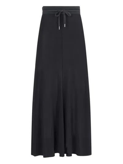 HELMUT LANG MAXI SEMI-SHEER SKIRT - BLACK