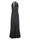 Helmut Lang Layered Stretch-mesh Halterneck Maxi Dress In Black