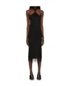 Helmut Lang Mesh Halter Bodycon Midi Dress In Black