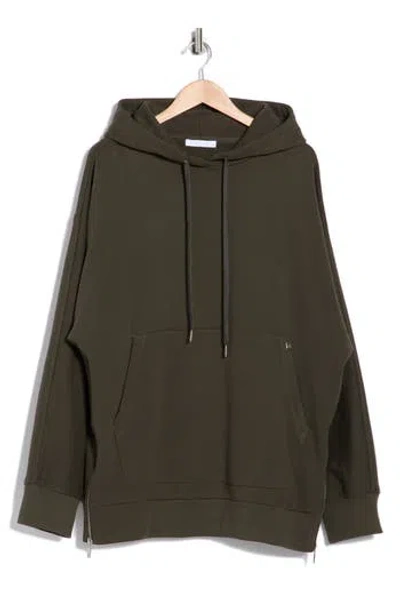 Helmut Lang Mega Zip Cotton Hoodie In Green