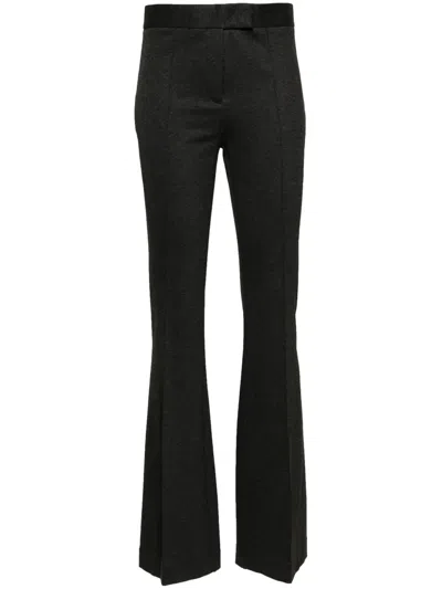 Helmut Lang Mélange-effect Mid-rise Flared Trousers In Grau