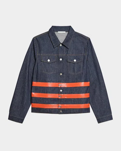 Helmut Lang Zip Trucker Jacket In Raw Indigo