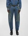 HELMUT LANG MEN'S ADJUSTABLE PAINT-SPLATTER JEANS