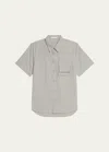 Helmut Lang Short Sleeve Layered Pocket Shirt In Stone