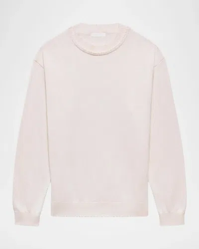 Helmut Lang Men & Apos;s Cotton Lettuce-trim Crewneck Sweater In Pink