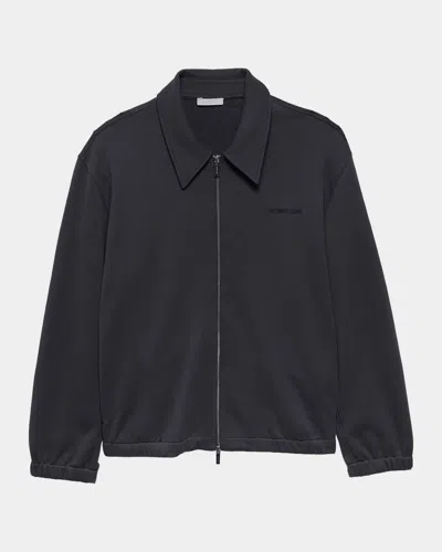 Helmut Lang Relaxed Fit Compact French Terry Zip Jacket In Blue