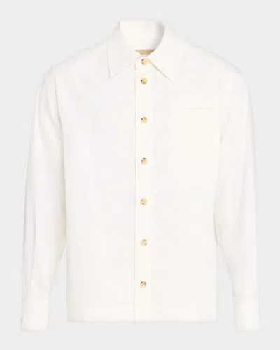 Helmut Lang Men & Apos;s Sailor Slub Cotton And Linen Overshirt In White