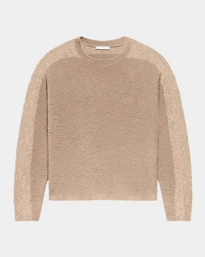 Helmut Lang Brush Stripe Crewneck Wool Sweater In Brown