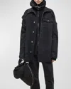 Helmut Lang Men's Apex Destroyed Denim Overshirt In Black