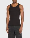 Helmut Lang Men's Black Soft Cotton Rib Tank Top In Blk