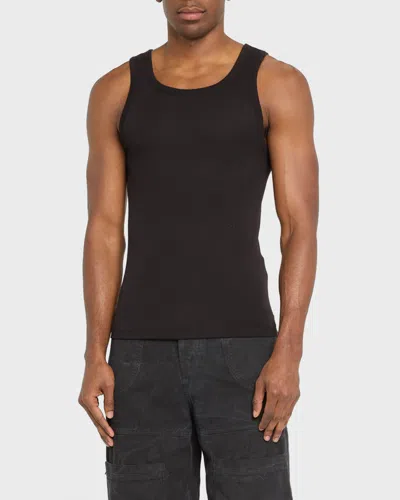 Helmut Lang Men's Black Soft Cotton Rib Tank Top In Blk