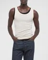 HELMUT LANG MEN'S BLACK SOFT COTTON RIB TANK TOP