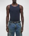 Helmut Lang Men's Black Soft Cotton Rib Tank Top In Navy