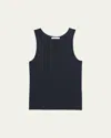 Helmut Lang Men's Black Soft Cotton Rib Tank Top In Navy