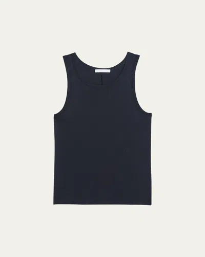 Helmut Lang Men's Black Soft Cotton Rib Tank Top In Navy