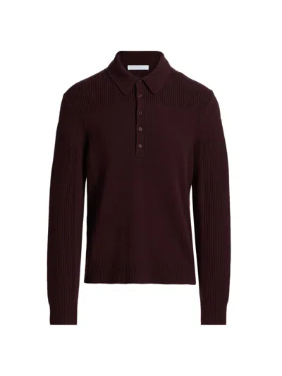 Helmut Lang Men's Block Polo Sweater In Burgundy