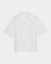 Helmut Lang Boxy Soft Broad Poplin Camp Shirt In White