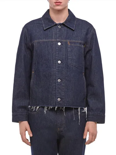 Helmut Lang Men's Brooklyn Cotton Crop Trucker Jacket In Blue