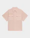 Helmut Lang Gd Uniform Short Sleeve Stretch Twill Button Up Shirt In Purple