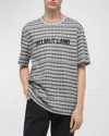 Helmut Lang Men's Check T-shirt With Embroidered Logo In Mndgchkblk