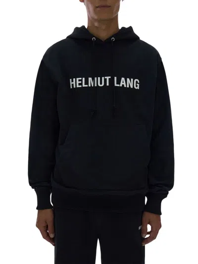 Helmut Lang Logo印花抽绳连帽衫 In Black