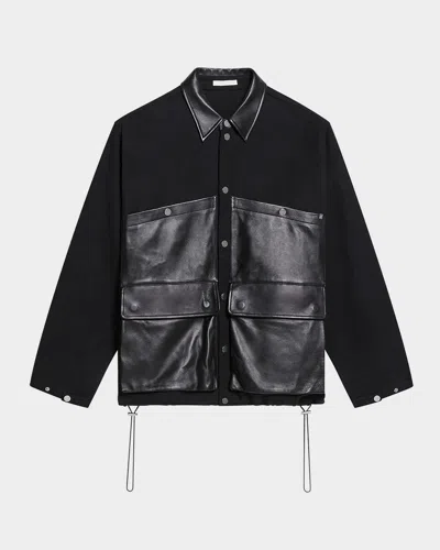 Helmut Lang Men's Cotton And Leather Hunting Jacket In Blk